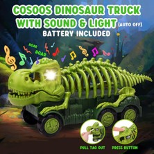 Elifeshop Fosil Dinosaur Tracks Dinozor Iskeleti Işıklı Kükreme Sesli Sök Tak Oyuncak Kamyon & 8li Dinozor Seti