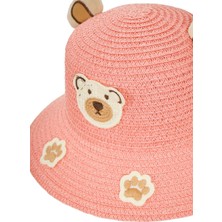 Miniko Kids Kız Çocuk 24700-06 Ayı Fügürlü Hasır Şapka