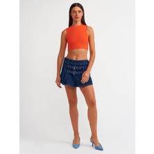 Dilvin 30125 Crop Top-Kırmızı