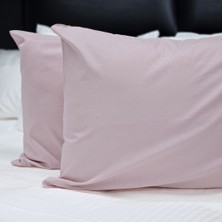 Cozyy Life Toz Pembe Düz Renk Pamuklu 2'li Yastık Kılıfı 50X70