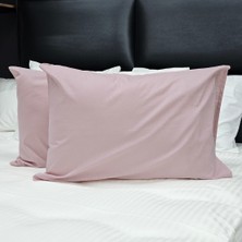 Cozyy Life Toz Pembe Düz Renk Pamuklu 2'li Yastık Kılıfı 50X70