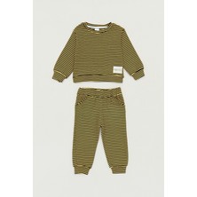 FullaModa Çizgili Bisiklet Yaka Unisex Çocuk Takım