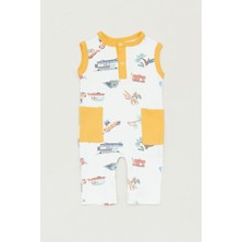 FullaModa Baskılı Bisiklet Yaka Cepli Erkek Çocuk Tulum