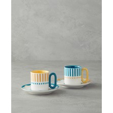 English Home Jolly Waves New Bone China Kahve Fincan Takımı Lacivert