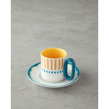 English Home Jolly Waves New Bone China Kahve Fincan Takımı Lacivert