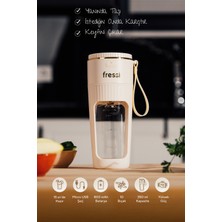 Fressi FR-BL0318 Taşınabilir Şarjlı 80 W 350ml Öğütücü Fonksiyonlu Krem Kişisel Smoothie Blender