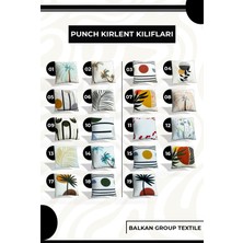 Balkan Group Textile T Sunny Punch Panç Nakışlı Pamuklu Biyeli Dekoratif Kırlent Kılıfı