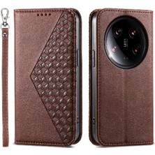 Mays Home1 Xiaomi 14 Için Flip Case Ultra El Kayışı Eşkenar Dörtgen Şekli Standı Günlük Kullanım (Yurt Dışından)