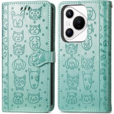 Mays Home1 Huawei Pura 70 Pro Için Flip Case Kısa Kayış Karikatür Hayvanlar Darbeye (Yurt Dışından)