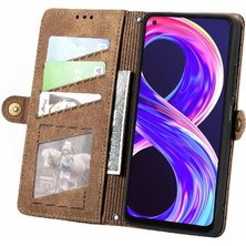 Mays Home1 Realme 8 Için Flip Case Darbeye Kapak Deri Kılıf Basit Iş (Yurt Dışından)