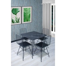 Nur Metal 70X70 Tel Sandalye Takımı Mutfak Masası - Yemek Masası - Cafe Masası