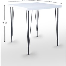70x70 Tel Sandalye Takımı 2 Kişilik Mutfak Masası - Yemek Masası - Cafe Masası - Beyaz