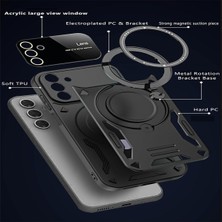 Deppo Trend Samsung Galaxy A15 Uyumlu Kılıf Magsafe Standlı Kamera Lens Korumalı Kılıf Dayanıklı Renkli Tank Kapak Sert Silikon Zırhlı Arka Kapak