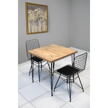 Nur Metal 70X70 Tel Sandalye Takımı 2 Kişilik Mutfak Masası - Yemek Masası - Cafe Masası