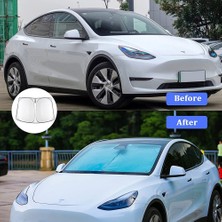 Mundo Venta Tesla Y Model Uyumlu Katlanabilir Araba Ön Cam Güneş Koruyucu Perde - 145X80CM (Yurt Dışından)