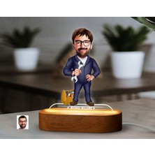 Bk Gift Kişiye Özel Tamirci Karikatürlü Dekoratif 3D Biblo LED Işıklı Gece Lambası-1, Arkadaşa Hediye