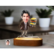 Bk Gift Kişiye Özel Öğretmen Karikatürlü Dekoratif 3D Biblo LED Işıklı Gece Lambası-1, Arkadaşa Hediye