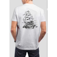T-35 Gemi Baskılı Beyaz Unisex Tişört C728