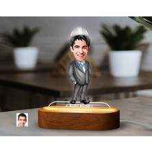 Bk Gift Kişiye Özel Mühendis Karikatürlü Dekoratif 3D Biblo LED Işıklı Gece Lambası-1, Arkadaşa Hediye