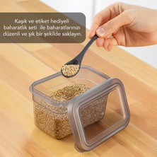 Meleni Home 12'li Sızdırmaz Kapaklı Kaşıklı Baharatlık Seti - Etiketli Baharat Saklama Kabı - 12 x 580 ml