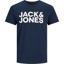 Jack & Jones O Yaka Baskılı Koyu Lacivert Erkek T-Shirt 12151955 Jjecorp Logo Tee Ss Crew N Beden: L