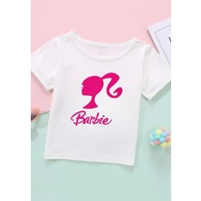 Barbie Kız Baskılı Beyaz Çocuk T-Shirt