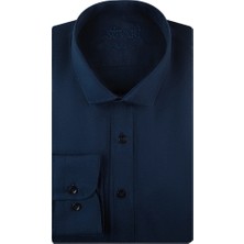 Süvari GM1007100444 Klasik Yaka Slim Fit Düz Mavi Erkek Gömlek Beden: Xl