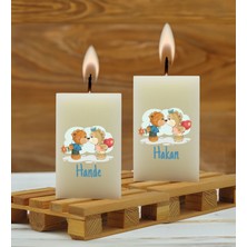 Bk Gift Kişiye Özel Sevgili Temalı 2’li Dtf Dikdörtgen Blok Mum Seti-8, Sevgiliye Hediye, Doğum Günü Hediyesi, Ev Hediyesi