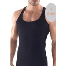 Teknoox Ribana Pamuklu Sporcu Erkek Atlet Siyah 3 Adet