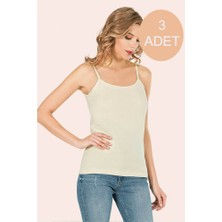 Teknoox Ip Askılı Biyeli Ribana Kadın Günlük Çok Rahat Atlet Ten 3 Adet