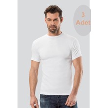 Teknoox O Yaka Ribana Kısa Kol Erkek Fanila Atlet Beyaz 3 Adet