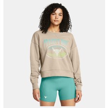 Under Armour Kadın Project Rock Düz Desenli Uzun Kollu Sweatshirt Kahverengi 1382705-203 -203 XL