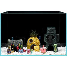 Charlotte Balık Tankı Peyzaj Akvaryum Dekorasyonu Spongebob Squarepants 6 Parçalı Set Hideaway Evi 3 Parçalı Set (Yurt Dışından)