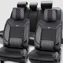 
fiat Uno Uyumlu Deri Oto Koltuk Kılıfı Ön Arka Set Siyah Beyaz Elite Model Sc