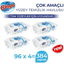 Bingo Pratik Yüzey Temizlik Havlusu Beyaz Sabun 96X4 (384 Yaprak)