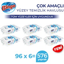 Bingo Pratik Yüzey Temizlik Havlusu Beyaz Sabun 96X6 (576 Yaprak)