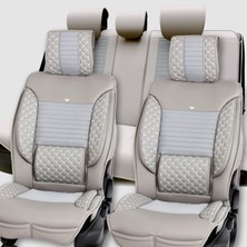 Startcar Seat Ateca Uyumlu Deri Oto Koltuk Kılıfı Ön Arka Set Açık Gri Elite Model Sc