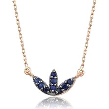 İryum Safir Lotus Çiçeği Kolye