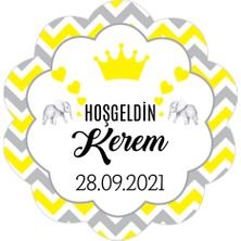 Letbil Reklam Doğum Günü Etiketi-Fil, Kral Taçlı Cemiyetlerinize Için 4cm - 60 Adet Opak Sticker