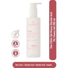 Harrem Rose Series Tüm Ciltler Gül Mayası Glycolic Acid Hassas Yüz Yıkama Jeli 200 ml