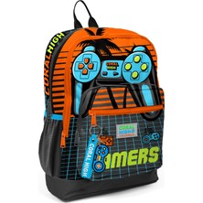 Coral High Kids Gri Turuncu Gamer Desenli Dört Bölmeli Okul Sırt Çantası 23746