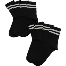 Soytemiz Çizgili Kolej Çorap 8 Çift Siyah Unisex