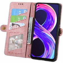 SZY Market Realme 8 Için Flip Case Darbeye Kapak Deri Kılıf Basit Iş (Yurt Dışından)