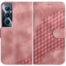 SZY Market Realme C65 Flip Iş Geometrik Desen Pu Deri Flip Case (Yurt Dışından)