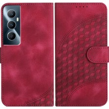 SZY Market Realme C65 Flip Iş Geometrik Desen Pu Deri Flip Case (Yurt Dışından)