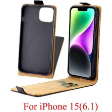 SZY Market Dikey Flip Case IPhone 15 Kart Yuvası Tpu Deri Koruyucu Kapak (Yurt Dışından)