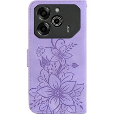 SZY Market Tecno Pova 6 Pro 5g Kickstand Manyetik Cüzdan Kabartmalı Zambak Için Flip Case (Yurt Dışından)