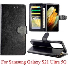 SZY Market Samsung Galaxy S21 Ultra 5g Kart Tutucu Kickstand Manyetik Için Flip Case (Yurt Dışından)