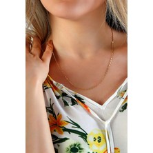 Moom Mücevherat 14 Ayar Altın Zincir Dövme Desenli Altın Zincir Kolye 45 cm Uzunluk 1,60 mm Kalınlık