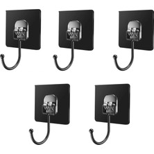 Microcase Güçlü Plastik Yapışkanlı Banyo Mutfak Eşya Havlu Vb Ürün Aslılığı Siyah -AL4466 5 Adet